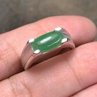 ราคา แหวน หยก พม่า บ่อเก่า เรือนเงิน 925 สีเขียวใบตอง เนื้อน้ำมัน วุ้น Natural Burma Jade Atype แหวนเงิน (26867966130)