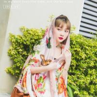 ราคา ผ้าพันคอ silk satin ลายผีเสื้อสีชมพู (1457086737)