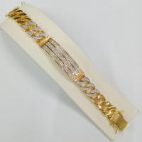 ราคา สร้อยมือเลทเพชร CZ 4 เหลี่ยม 3 แถวใหญ่ ชุบ 2 กษัตริย์หน้าทองและหน้าขาว กว้าง 1.5 cm. (20734493134)