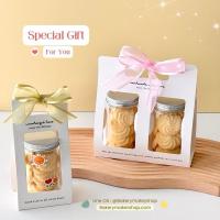 ราคา เซ็ทกล่องคุกกี้สีขาว Best wishes พร้อมกระปุกพลาสติกใส เซ็ท 1 กระป๋อง / กระป๋องใส่คุกกี้ กระปุกคุกกี้ ฝาเงิน (23647332468)