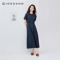 ราคา GIORDANO WOMEN Cool-touch tie waist short sleeve dress 05465479 (29933929214)