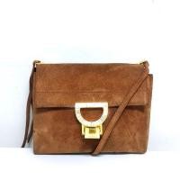 ราคา Coccinelle Brown Suede Arlettis Jewel Mini Crossbody/Clutch Bag Limited Edition กระเป๋าหนังแท้ แบรนด์แท้ (26514621826)