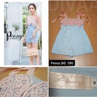 ราคา จั้มสูทขาสั้น งานป้าย Peony (M) งานน่ารักมาก แต่งโบว์ ฟรั้งฟริ้งมุ้งมิ้งมากค่ะ (3249654102)