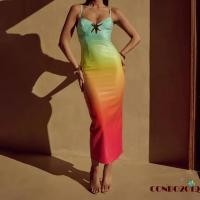 ราคา HGM - Gradient Color Cami Dress 3D ปลาดาวแขนกุดสายสปาเก็ตตี้คอวีเข้ารูปชุดยาว (43007027524)