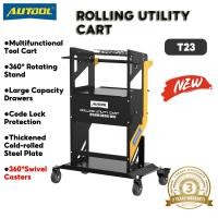 ราคา AUTOOL T23 รถเข็นอเนกประสงค์แบบกลิ้ง รถเข็นเครื่องมือบํารุงรักษา 360° ขาตั้งหมุนได้ Workshop Trolley Tiered Storage Heavy Duty (43657144049)