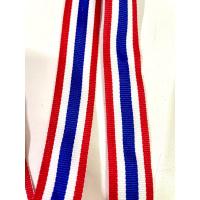 ราคา ริบบิ้นผ้าทอ ลายธงชาติ ขนาด1นิ้ว เนื้อดี สีสวย ห่อ10เมตร (26775262530)