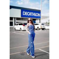 ราคา จั้มสูทยีนส์ขายาว เกาะอก กางเกงขากว้าง สไตล์สตรีทสุดๆ 8052 (21148020592)