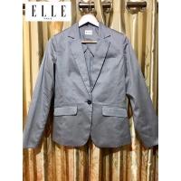 ราคา ELLE PARIS blazer suit jacket gray เบลเซอร์ สูท สีเทา งานแบรนด์เนม แท้ ผ้าสวย เข้ารูป สูททรงสั้น สูทเกาหลี สูทญี่ปุ่น (12690834313)