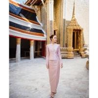 ราคา French Korea ชุดไทยจิตรลดาสีชมพู ใส่ไปทำบุญ สวยสง่า แบบดาราใส่ Pisamai (28814574910)