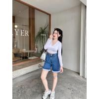 ราคา กางเกงขาสั้นสามส่วนแต่งชายลูกไม้ผสมผสานกันแบบลงตัวได้น่ารักสุดสุด (19587675238)