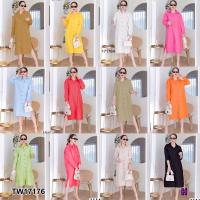 ราคา AK 17176 เดรสเชิ้ตแขนยาว สีพื้น (11882236843)