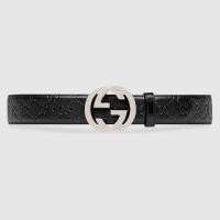 ราคา ของแท้ ของแท้ กุชชี่ Gucci GG Interlocking Supreme Belt 4cm เข็มขัดบุรุษ Men's Belt (28736051603)