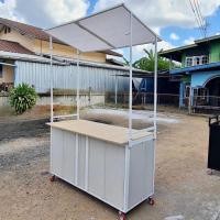 ราคา ส่งฟรี!! รถเข็นขายสินค้า ถอดประกอบได้ ใส่เก๋งได้ พร้อมโครงหลังคา สีขาว ขนาดกว้าง150 สูง220 ลึก70cm (21586915029)