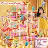 ราคา บ้างของเล่นตุ๊กตา มีไฟLEDสาวบ้านต๊กตา มีเฟอร์นิเจอร์ ของเล่นบ้านบาร์บี้ ชุดสำหรับBarbie ของเล่นบ้านชุดปราสาทเจ้าหญิง บ้า (29973030506)