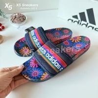 ราคา adidas ของแท้ 100% แตะนิ่ม Adilette Comfort สีน้ำเงินลายดอกไม้ (27118079162)