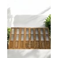 ราคา [ส่งฟรี] Nitra Furniture : ประตูบานเฟี้ยม แบบเต้าใส่กระจกสองช่อง ไม้สักแท้ 100% (26488398025)