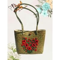 ราคา HANDMADE กระเป๋าสานกระจูด ปักริบบิ้น ไซส์ M ลายดอกสีแดงสดใส (พร้อมส่ง) (19686622620)