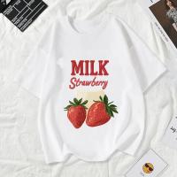 ราคา [มีสต็อก]เสื้อ Strawberry เสื้อน่ารัก แท้ cotton 100% เสื้อยืดพิมพ์ลาย 179บาท ส่งฟรี รัดรูป y2k ชีฟอง สีดำ ผ้านุ่ม (26279306575)