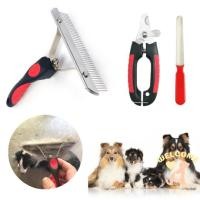 ราคา (เซ็ท 2 ชิ้น / สางขนผลัด ตัดเล็บ) แปรงขนสุนัข หวีขนหมา กรรไกรตัดเล็บสุนัข อัลเซเชี่ยน ไซบีเรียน โกลเด้น บางแก้ว (18664212446)