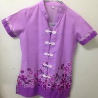 ราคา เสื้อลายดอก คอจีน ทรงผู้หญิง สีม่วง (1012937656)