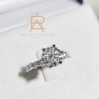 ราคา แหวนเงินแท้ ฝังเพชร Moissanite 3กะรัต ชุบทองคำขาว (24103235654)