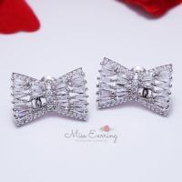 ราคา Miss Earring ต่างหูเพชร CZ เงินแท้ 92.5% ทรงโบว์ พร้อมส่ง (1622184419)