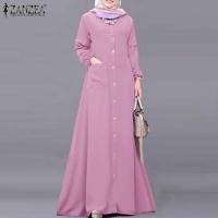 ราคา ❤ ZANZEA ชุดชุดเดรสสำหรับมุสลิมผู้หญิงสไตล์มุสลิม,เดรสเดรสยาวเรียบ (40356871174)