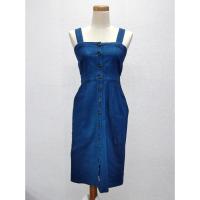 ราคา เดรสยีนส์สายเดี่ยว GRL #M ผ้าคอตตอนสีเข้ม กระดุมหน้า เอวรูด มือสองสภาพใหม่ (40652396722)