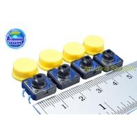 ราคา Tact switch 12X12X7.3 mm. button domestic + color button (สีเหลือง 4 ชุด) (6817289707)