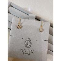 ราคา ต่างหูห่วงเด็กห้อยดอกไม้เพชร cz ทองแท้90% สวยน่ารักมากๆค่ะ (24728580751)