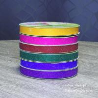 ราคา ริบบิ้นพับเหรียญ ตรา TW กากเพชรใส เบอร์ 2 (คละสี 6 ม้วน) (1249576463)