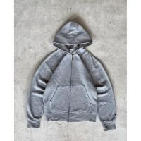 ราคา 2000s Vtg Russell Athletic Heather Grey Blank Zipper Boxy Hoodie (42706955366)