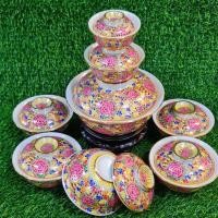 ราคา ชามชุดเบญจรงค์ลายกุหลาบจุกกลมโบราณ ถูกที่สุด ชามชุดเบญจรงค์เซรามิกชุดอาหารงานคุณภาพเกรดA (13293787786)