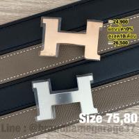 ราคา New Hermes reversible belt 24mm black etoupe (3827755990)