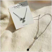 ราคา สร้อยคอเงินแท้925ชุบทองคำขาวรุ่นจี้โบว์ตุ้งติ้ง (29954705136)