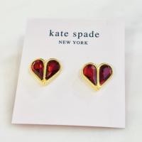 ราคา Kate Spade Red/Gold Rock Solid Crystal Heart Earrings (14609396587)