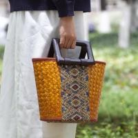 ราคา กระเป๋าสานกระจูด ขนาด ฐาน8 สูง 8 นิ้ว บุผ้าฝ้ายและมีซิป ตะกร้าสานกระเป๋าถือ กระเป๋าผู้หญิง (26766974675)