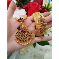 ราคา เซตสร้อย+สร้อยข้อมือลงยาสุโขทัย งานหุ้มทองคำแท้ 5 ไมครอน (2882155409)