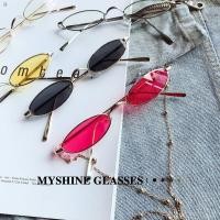 ราคา ☁♝แว่นตาทรงรีขนาดเล็กกรอบแว่นตาซุปเปอร์ไฟสีแดงพร้อมโซ่แว่นกันแดดผู้หญิงสุทธิแว่นกันแดดฮิปฮอปสีแดงชายอินเทรนด์ < (5362474521)