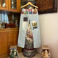 ราคา Y2K Blue Moon Blue Multi Play กางเกงยีนส์ปักหากหกเป็นเก้า lgb avant garde (42801903004)