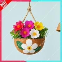 ราคา T014 กระถางกะลา ที่แขวนต้นไม้ กะลามะพร้าว โมบายกะลา handmade DIY (42906783109)