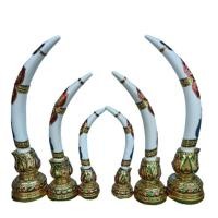 ราคา 1 คู่ งาช้าง ไม้แกะสลักงาช้างคู่ใหญสีขาว ฐานทองเปลว ติดกระจก ไม้แกะสลักมือ เสริม ฮวงจุ้ย เสริมบารมี ตกแต่งบ้าน ยิ่งเก่า (6996158065)