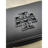 ราคา [แท้มือ1 ส่งตรงจากอเมริกา] Tory Burch Britten Bifold Logo Zip Coin Leather Wallet in Matte Black (28863429588)