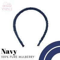 ราคา ที่คาดผมผ้าไหม สี Navy ทำจากผ้าไหม mulberry แท้100% pure mulberry silk headband ไม่บีบศีรษะ (29762153325)