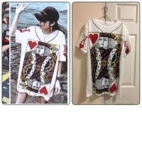 ราคา มินิเดรส/เดรส/เสื้อตัวยาว ลายไพ่KING ทรง oversize (สีขาว) (2784922501)