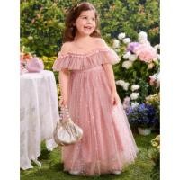 ราคา 4ขวบ - 7ขวบ เดรสยาวเด็กผู้หญิง ตาข่าย สีชมพู ชุดออกงานเด็กผู้หญิง ชุดราตรีสำหรับเด็ก (20685472751)