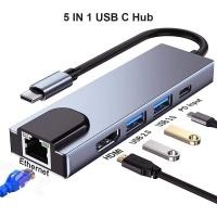 ราคา 5-in-1 ประเภท C Docking Station HDMI 4K RJ45 100M Ethernet USB 3.0 OTG USB C PD พอร์ตชาร์จประเภท C Hub Docking Station สําหรับคอมพิวเตอร์แล็ปท็อปโทรศัพท์มือถือแท็บเล็ต (43402007973)