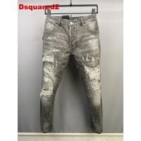 ราคา Dsquared2 กางเกงยีนส์สีเทาเข้มสำหรับผู้ชาย กางเกงขายาวทรงสลิมฟิตขาดๆ แฟชั่น A515 (43412121129)