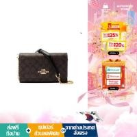 ราคา Coach Flap Clutch Crossbody In Signature Coated Canvas And Smooth (26531524327)