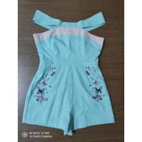 ราคา จั๊มสั้นปาดไหล่สีเขียวมิ้นต์ปักทั้งชุดกระเป๋า2ข้างใช้งานได้จริงซิปหลังป้าย​SOME​THING,SZ.L (9015353861)